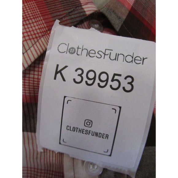 VINTAGE Campus Shirt XXL Tall Red Western Button Up Plaid Flap Pockets - Picture 11 of 11